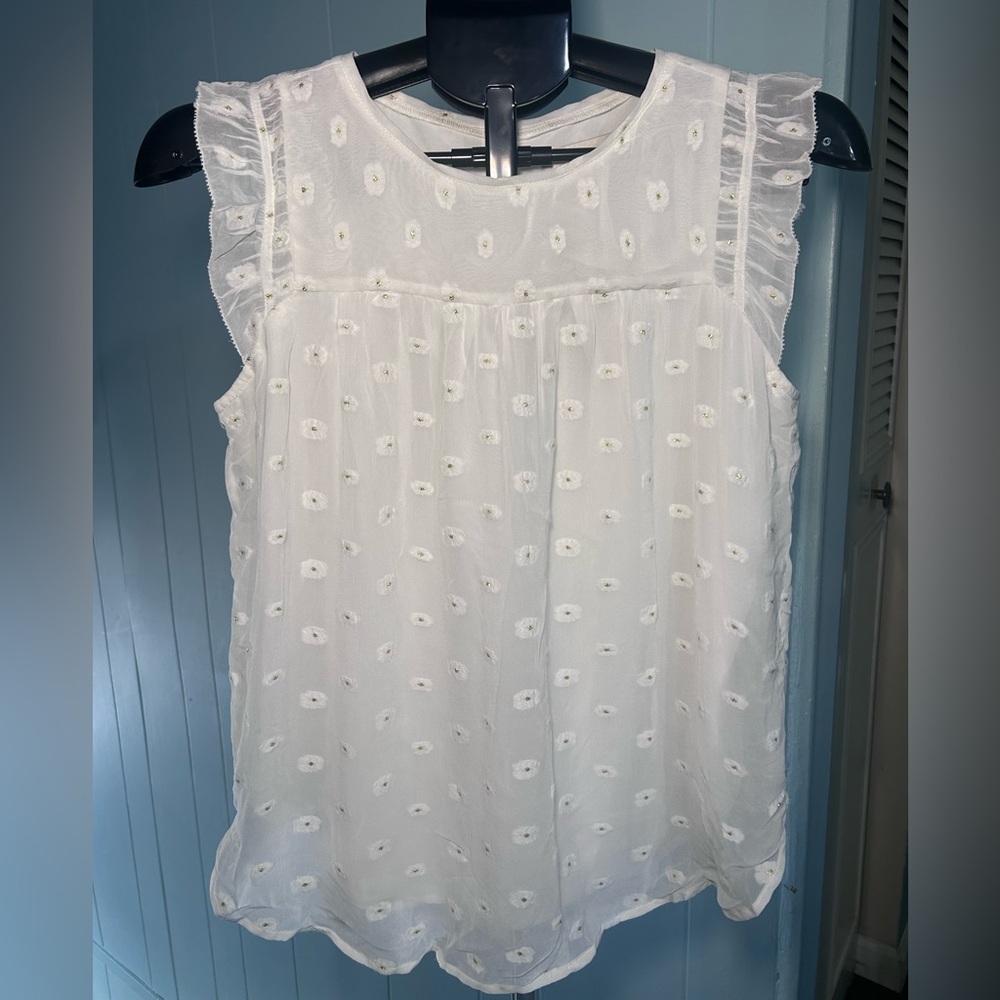 LOFT White Textured Sleeveless Blouse